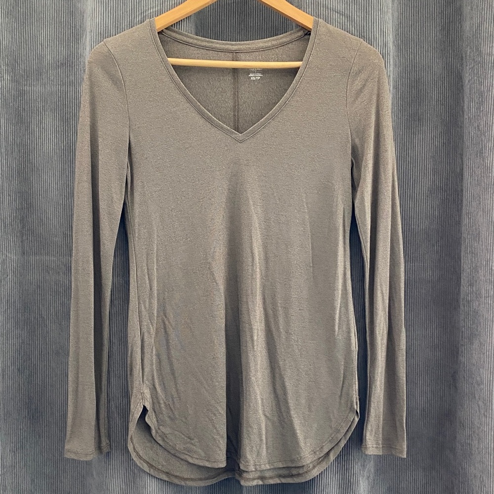 Mossimo Supply Co. Long Sleeve V-Neck Top - Tan